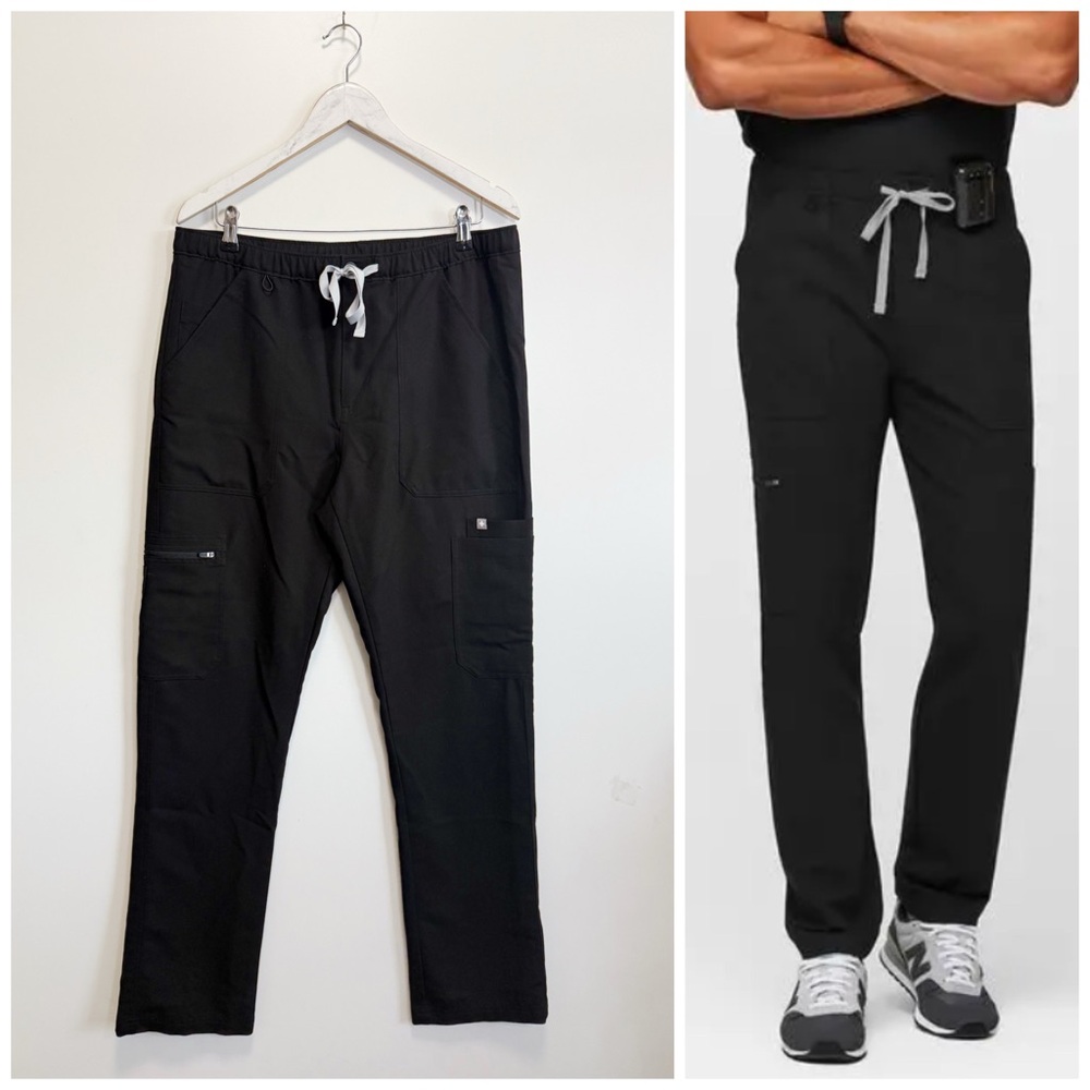 FIGS Black Cairo Cargo Zip Fly Scrub Pants Men’s Size Large L